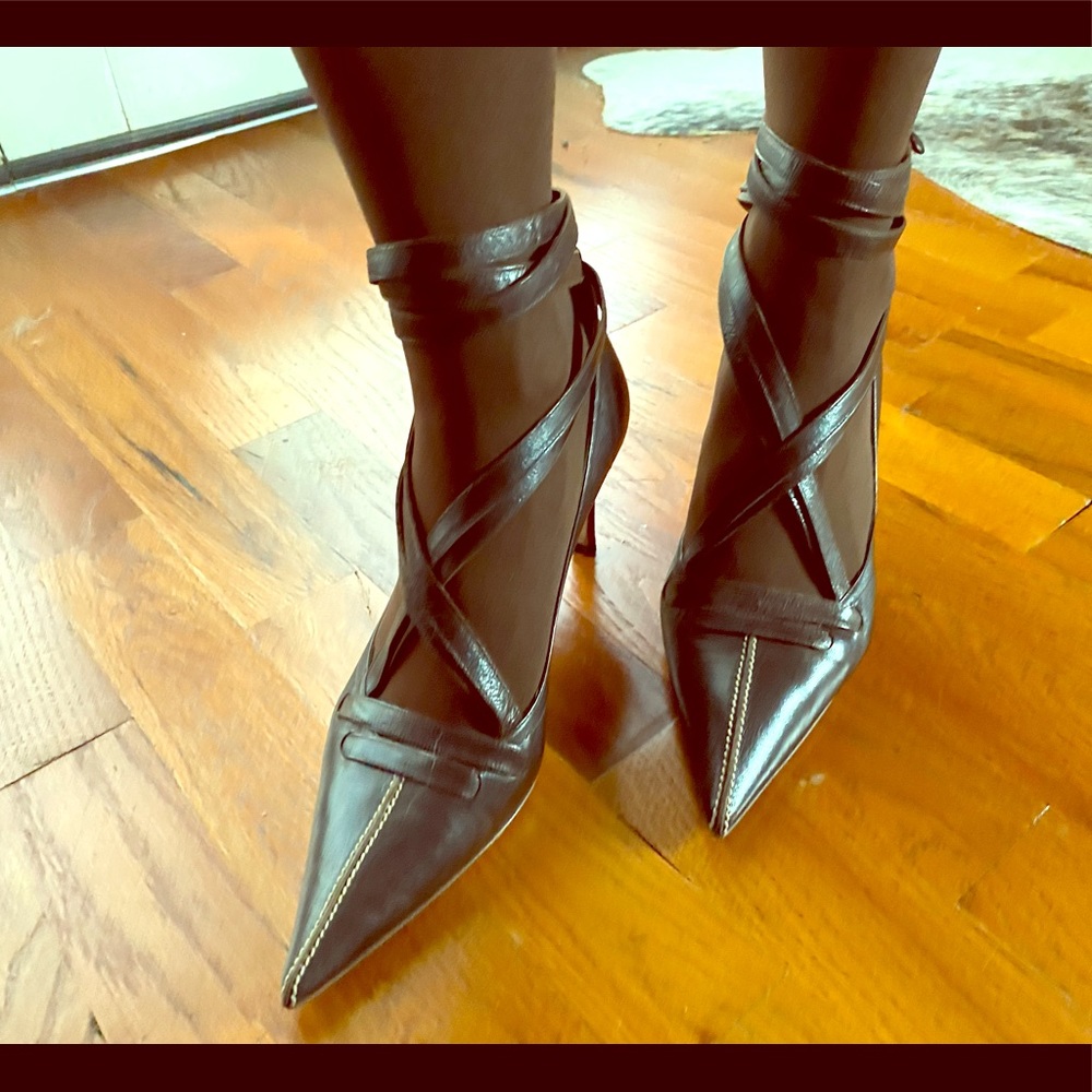 YSL Rive Gauche ankle strap heels